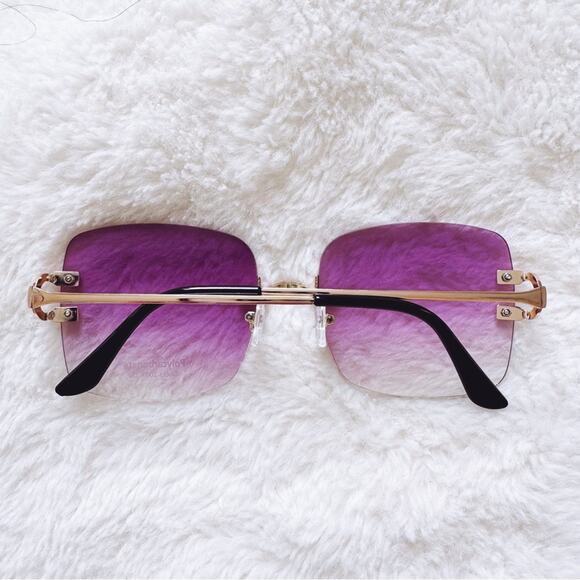 Laurel Clear Purple Rimless Sleek Sunglasses - Picture 11 of 11